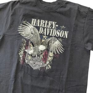 Harley Davidson Men XL Tee Flying Bald Eagle Green Valley Watsonville Munster